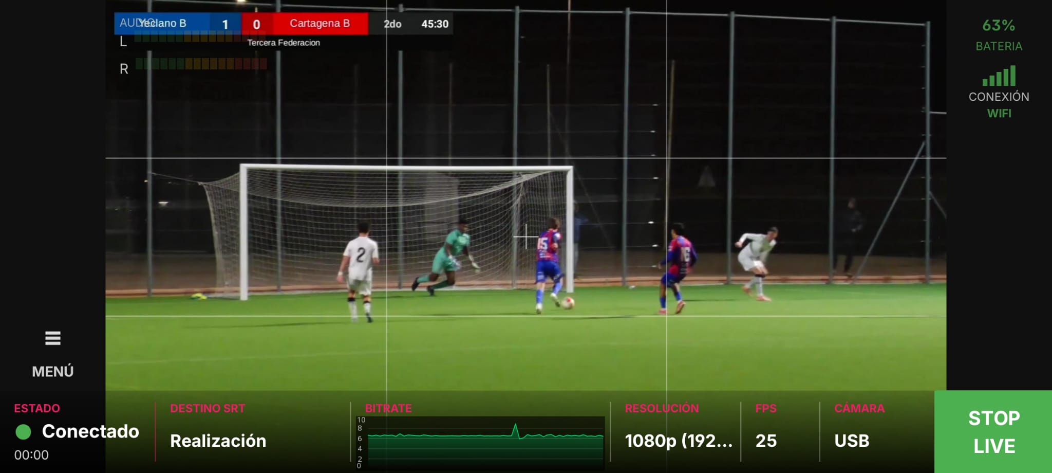 Streaming partido de fútbol 1080p 25fps